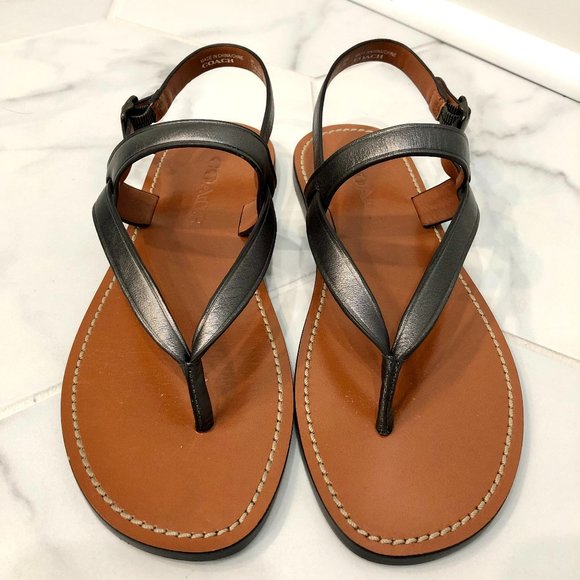 NWT - Coach Black Thong Sandals - Picture 1 of 6